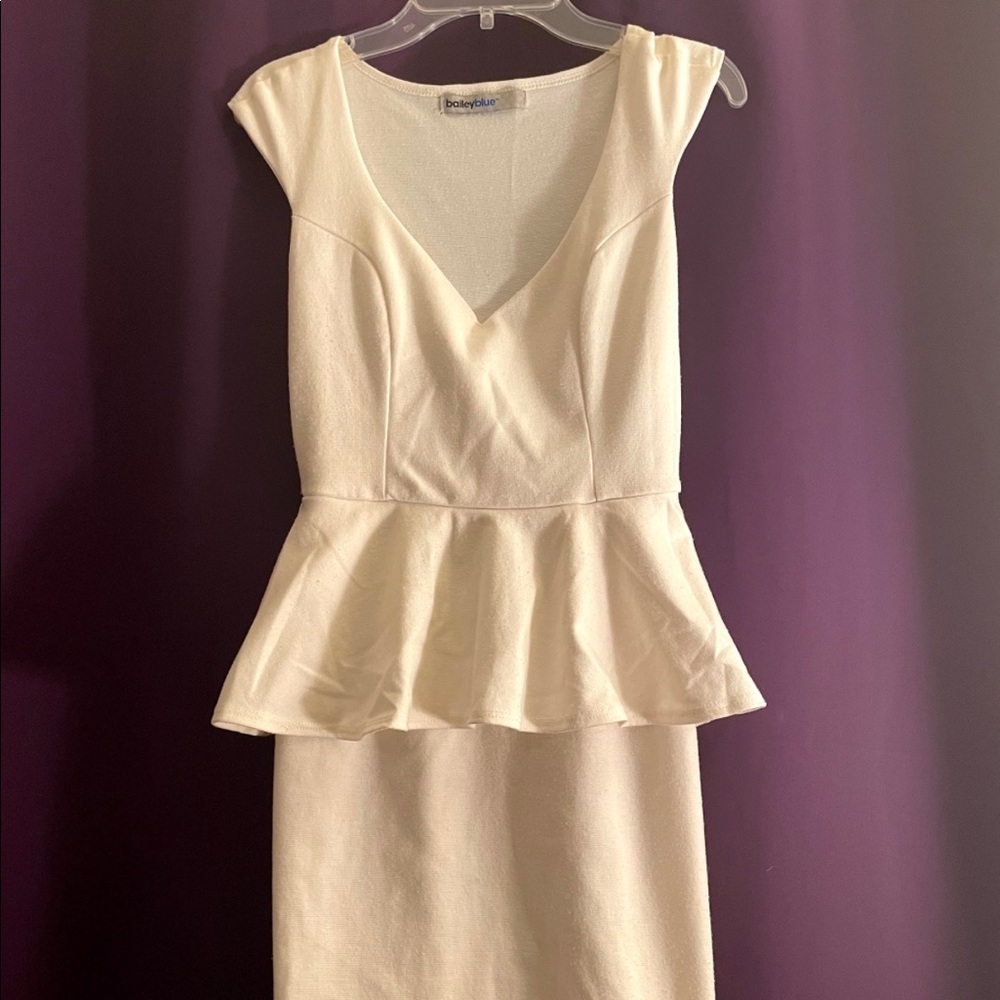 Cream Peplum Mini Dress